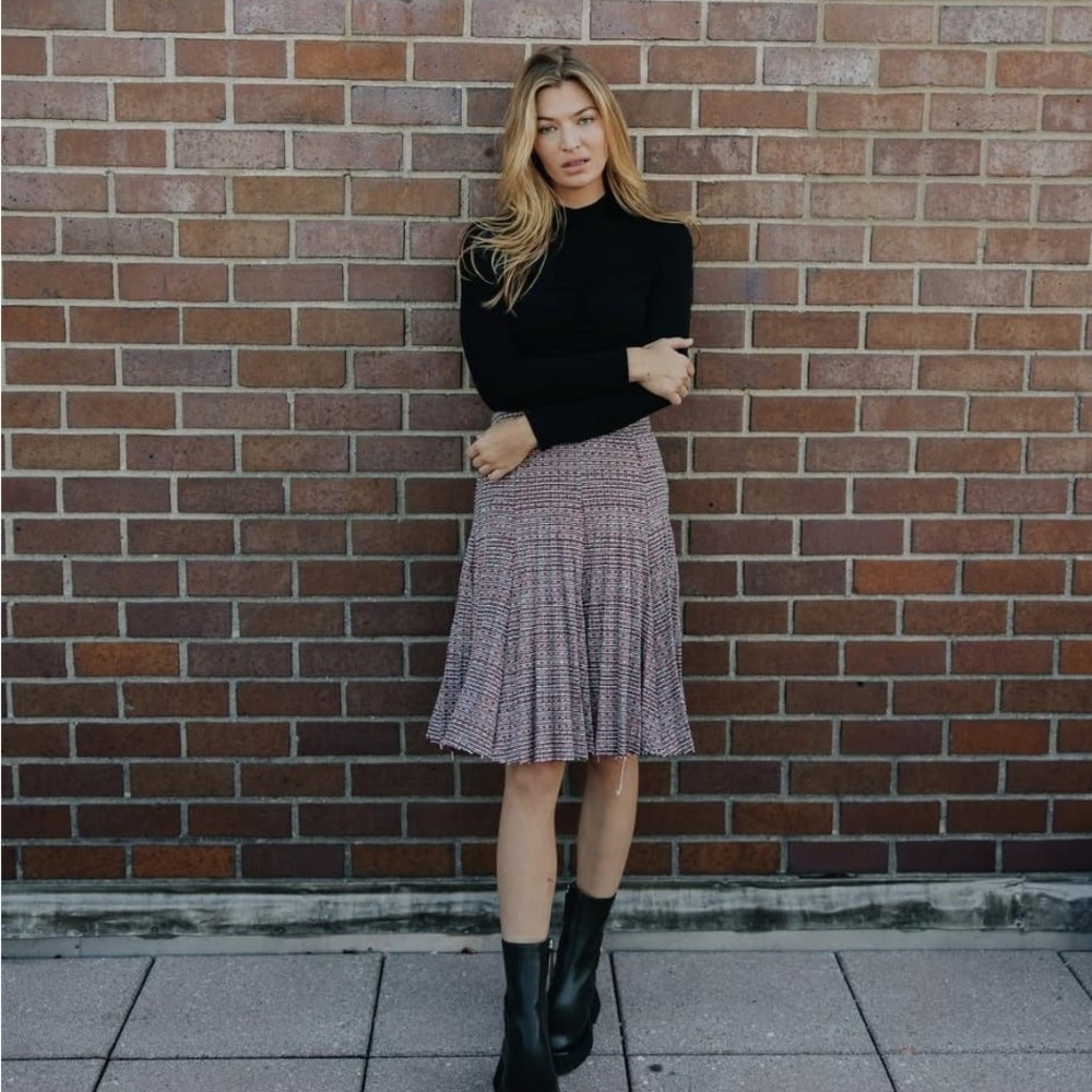 Dress Blank Red Tweed Simply Skirt